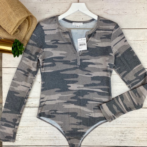 Socialite Tops - Socialite Bodysuit Camo Size Medium NWT